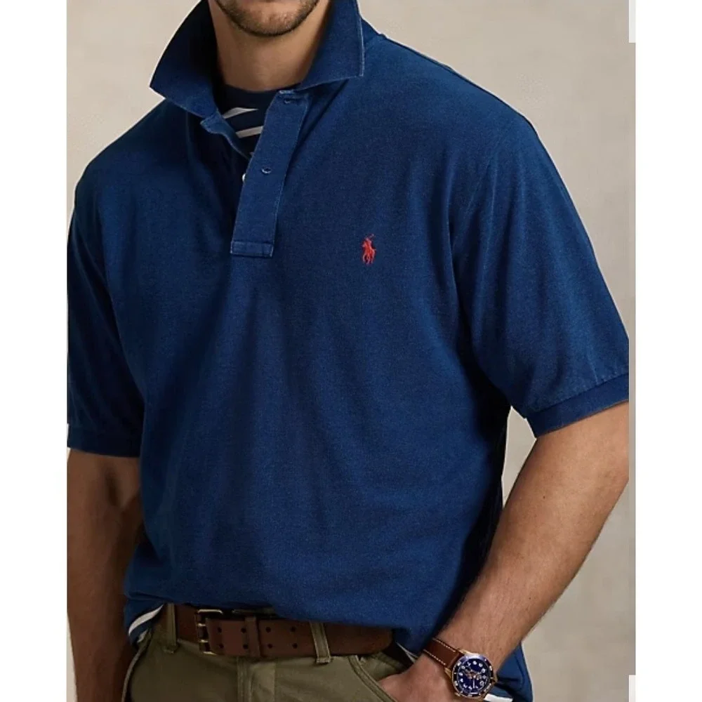 Polo Ralph Lauren Indigo Mesh Polo Shirt Blue w/ Red Pony Men's Size 4XB NWT